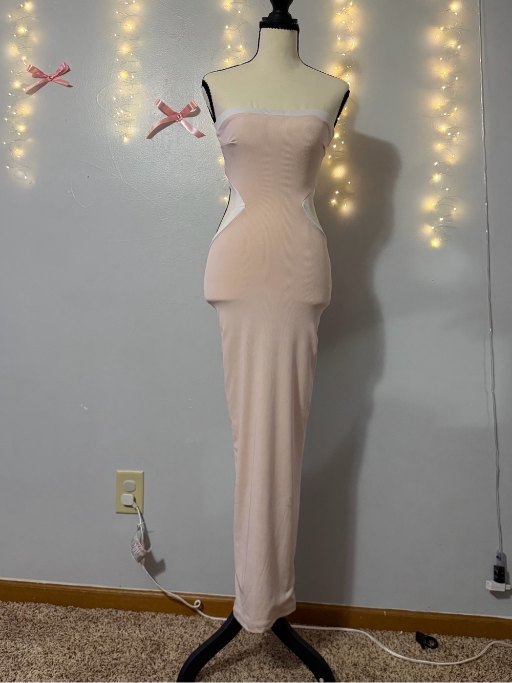 Princess Polly Strapless Blush Cutout Maxi Gown